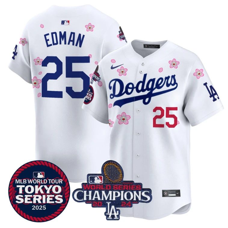 Tommy Edman Jersey #25 Dodgers Tokyo Series 2025 World Series Champions Patch White by My Store