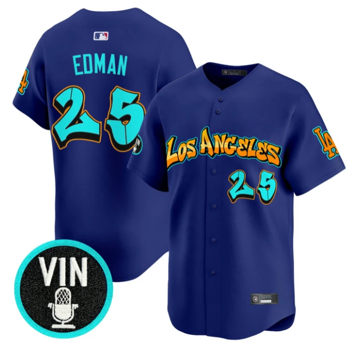 Tommy Edman Jersey #25 Los Angeles Dodgers Graffiti Street Style Stitched Royal by My Store