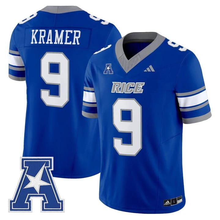 Tommy Kramer Jersey #9 Rice Owls 2025 Vapor Limited Stitched Light Blue by NCAA Football Jersey