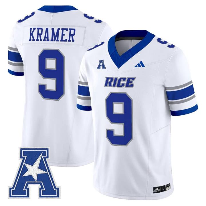 Tommy Kramer Jersey #9 Rice Owls 2025 Vapor Limited Stitched White by NCAA Football Jersey