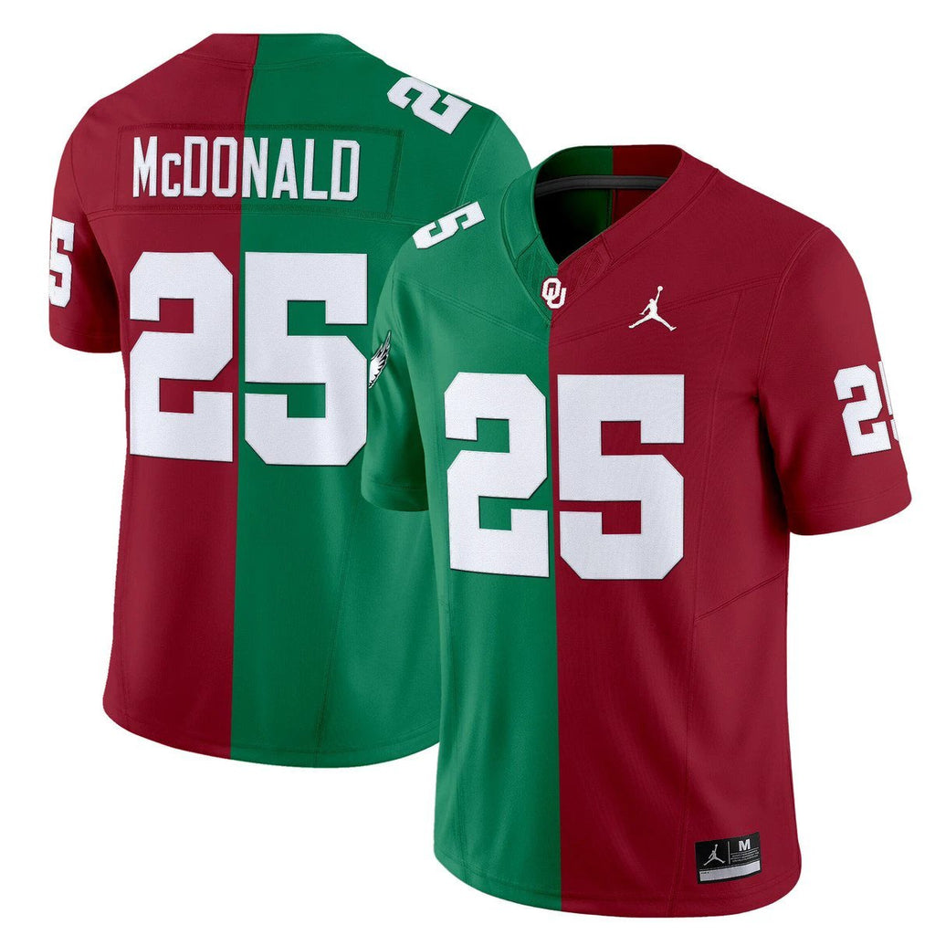 Tommy McDonald Jersey #25 Oklahoma Sooners Split Vapor Limited Stitched by My Store NCAA Football Jerseys