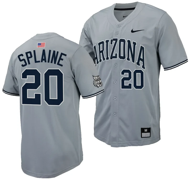 Tommy Splaine Jersey #20 Arizona Wildcats Replica Baseball Full-Button Gray by My Store