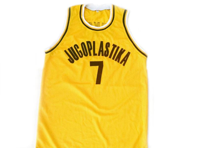 Toni Kucok Jersey #7 Jugoplastika Yugoslavia Basketball Yellow by My store basketball