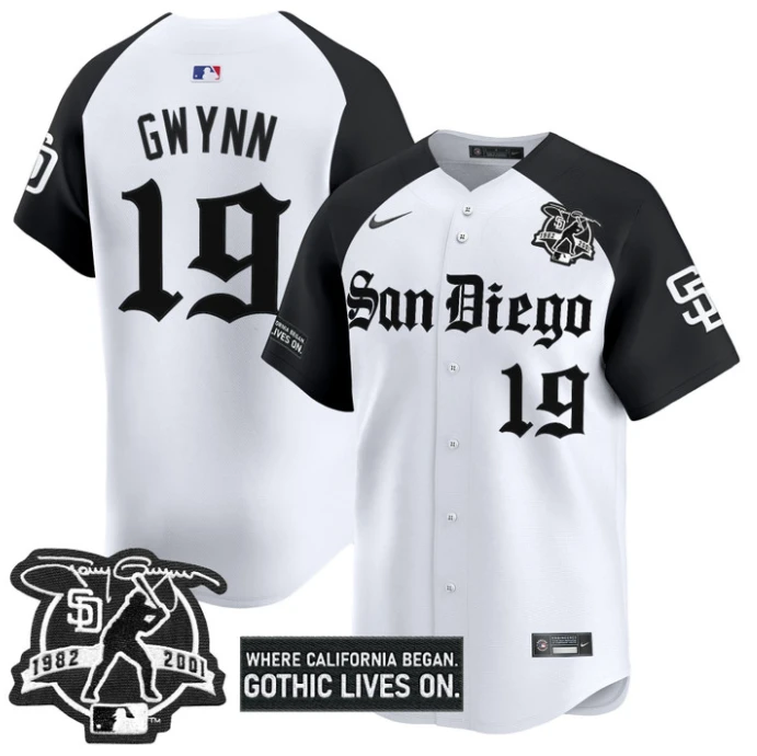 Tony Gwynn Jersey #19 San Diego Padres Gothic Edition Vapor Limited Stitched Alternate by My Store