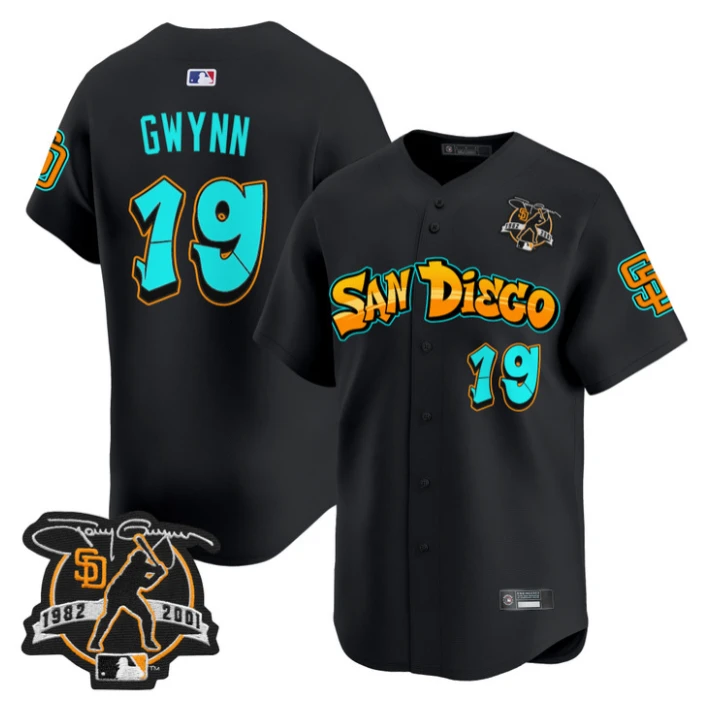 Tony Gwynn Jersey #19 San Diego Padres Graffiti Barrio Edition Stitched Black by My Store