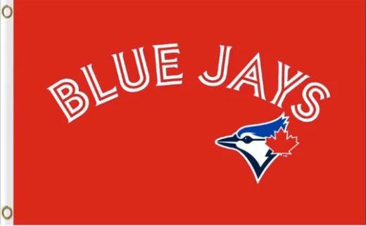 Toronto Blue Jays Logo US Red Flag 3X5Ft Banner USA Polyester with Brass Grommets by flagsjustdoit