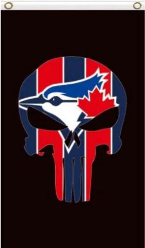 Toronto Blue Jays Skull Flag 3X5Ft Banner USA Polyester with Brass Grommets by flagsjustdoit
