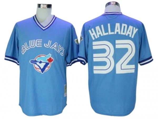 Toronto Blue Jays #32 Roy Halladay Light Blue Throwback Jersey by My Store