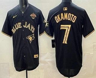 Toronto Blue Jays #7 Kazuma Okamoto Black Gold 2025 Champions Stitched Jersey by My Store