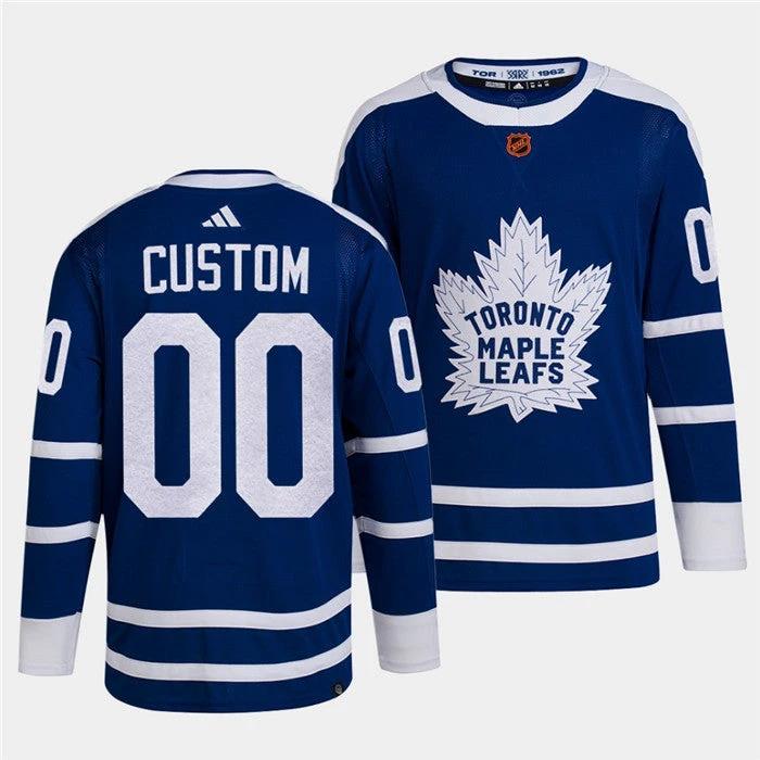 Toronto Maple Leafs Black Custom Blue 2022 Reverse Retro Stitched Jersey by Hockey David