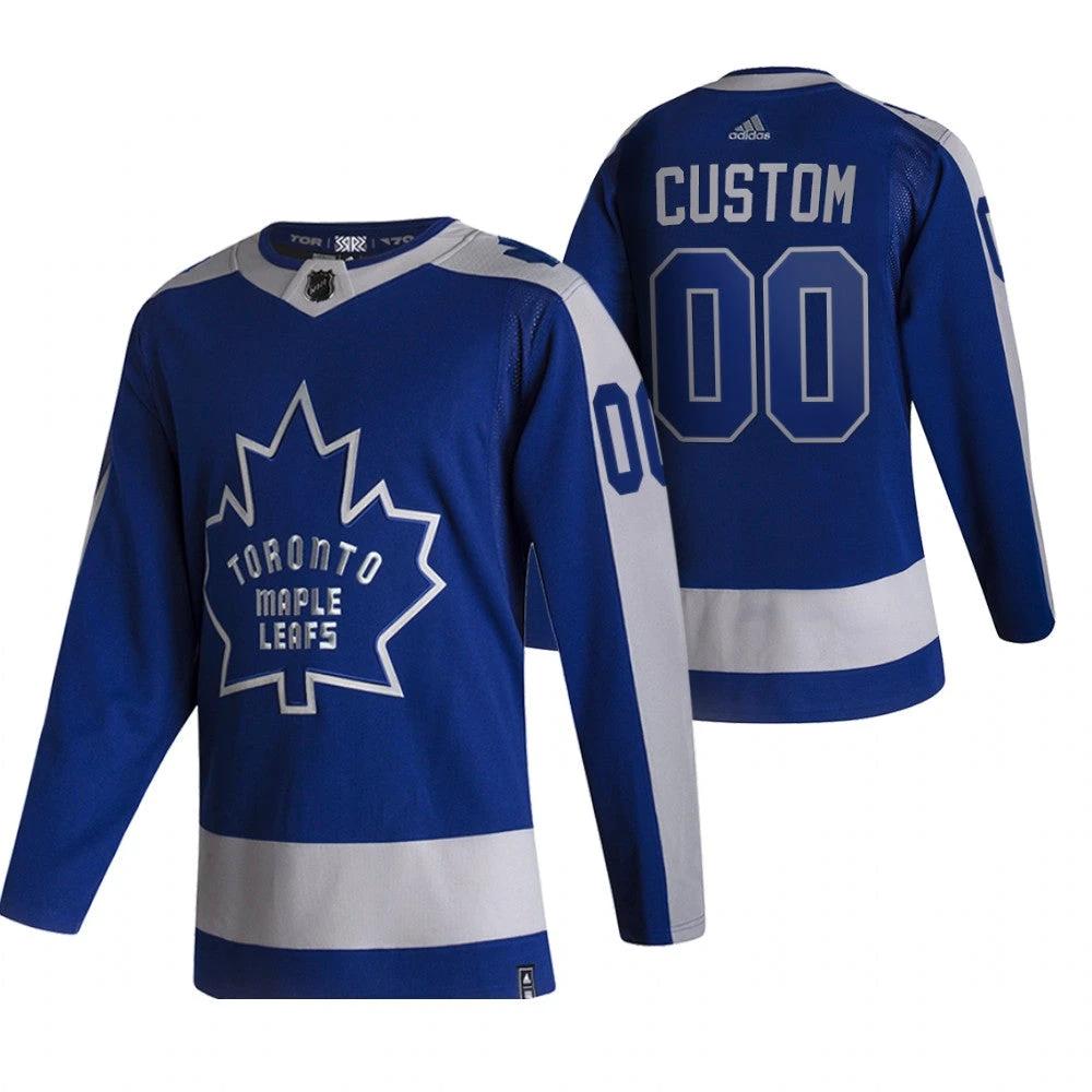 Toronto Maple Leafs Custom Blue 2020-21 Reverse Retro Alternate NHL Jersey by Hockey David