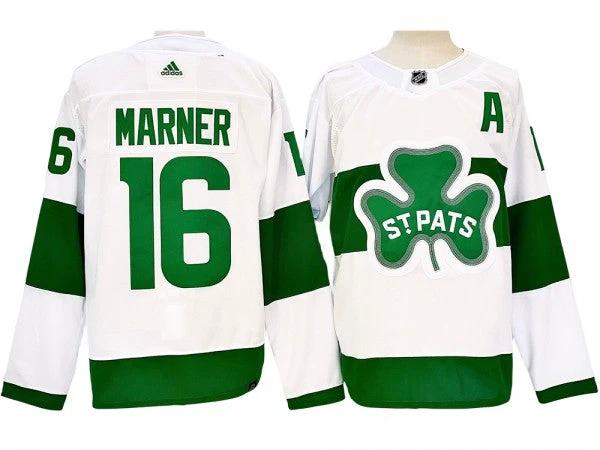 Toronto Maple Leafs #16 Mitch Marner St. Patricks Alternate Jersey - White by Hockey David
