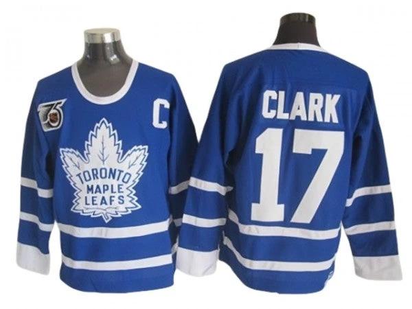 Toronto Maple Leafs #17 Wendel Clark Blue 1991 Vintage 75TH CCM Jersey by Hockey David