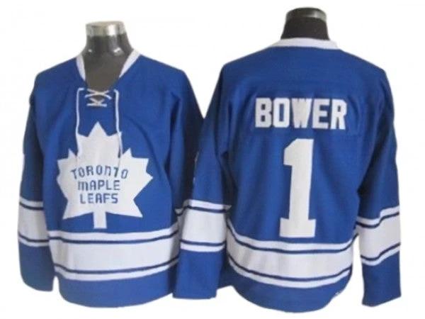 Toronto Maple Leafs #1 Johnny Bower 1967 Vintage CCM Jersey - Blue by Hockey David