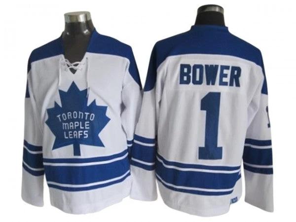 Toronto Maple Leafs #1 Johnny Bower 1967 Vintage CCM Jersey - White by Hockey David