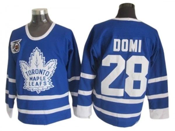 Toronto Maple Leafs #28 Tie Domi Blue 1991 Vintage 75TH CCM Jersey by Hockey David