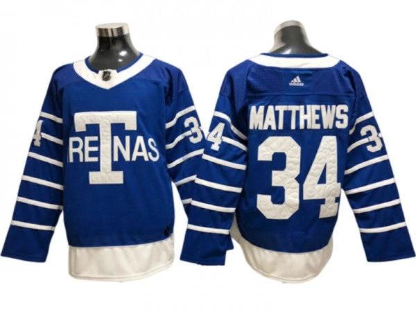 Toronto Maple Leafs #34 Auston Matthews Blue 1918 Arenas Jersey by Hockey David