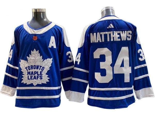Toronto Maple Leafs #34 Auston Matthews Blue Reverse Retro 2.0 Jersey by Hockey David
