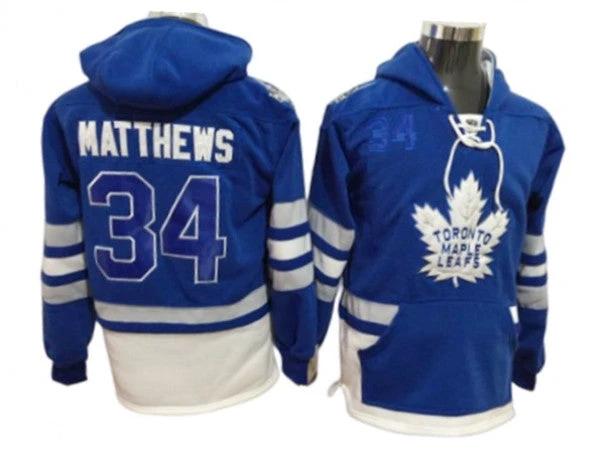 Toronto Maple Leafs #34 Auston Matthews Hoodie - Blue by Hockey David