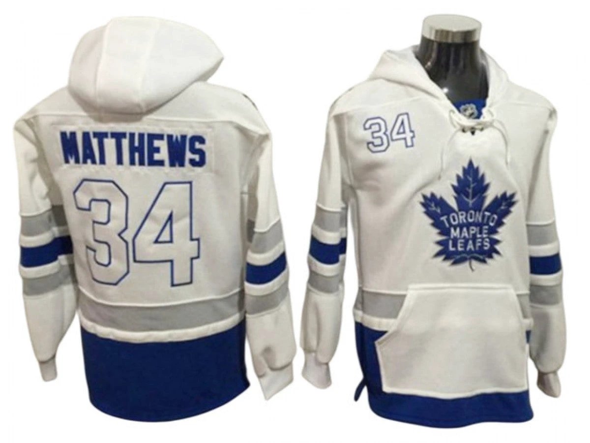 Toronto Maple Leafs #34 Auston Matthews One Front Pocket Pullover Hoodie White by Hoodie Pullover