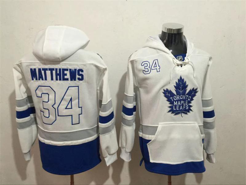 Toronto Maple Leafs #34 Auston Matthews Pullover Hoodie White by Hoodie Pullover