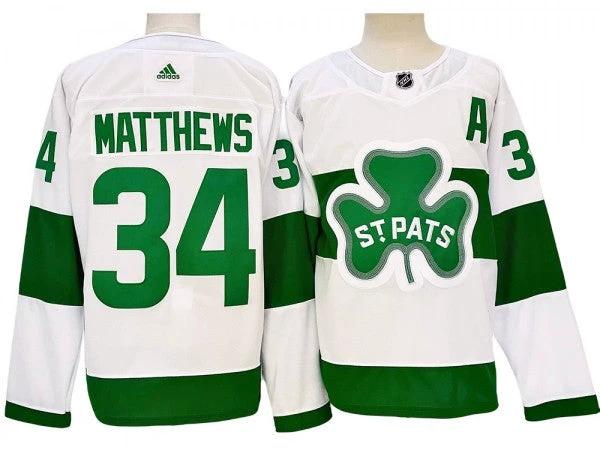 Toronto Maple Leafs #34 Auston Matthews St. Patricks Alternate Jersey - White by Hockey David