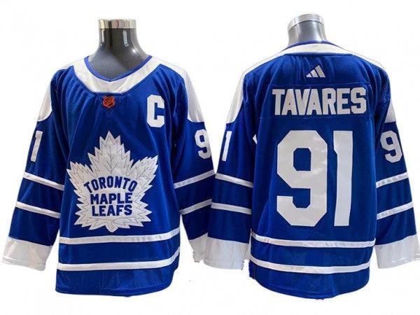 Toronto Maple Leafs #91 John Tavares Blue Reverse Retro 2.0 Jersey by Hockey David