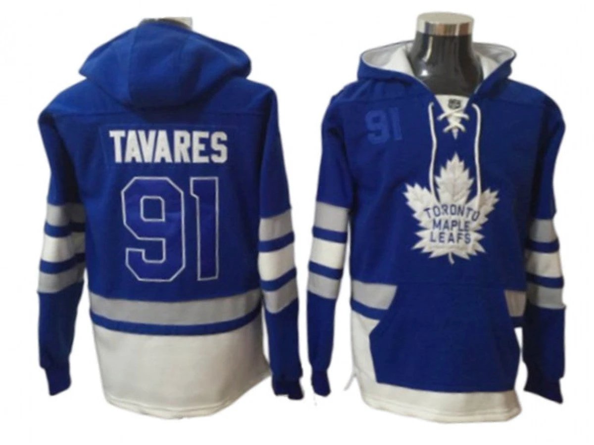 Toronto Maple Leafs #91 John Tavares One Front Pocket Pullover Hoodie - Blue by Hoodie Pullover