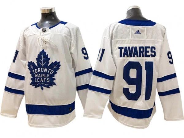 Toronto Maple Leafs #91 John Tavares White Away Jersey by Hockey David