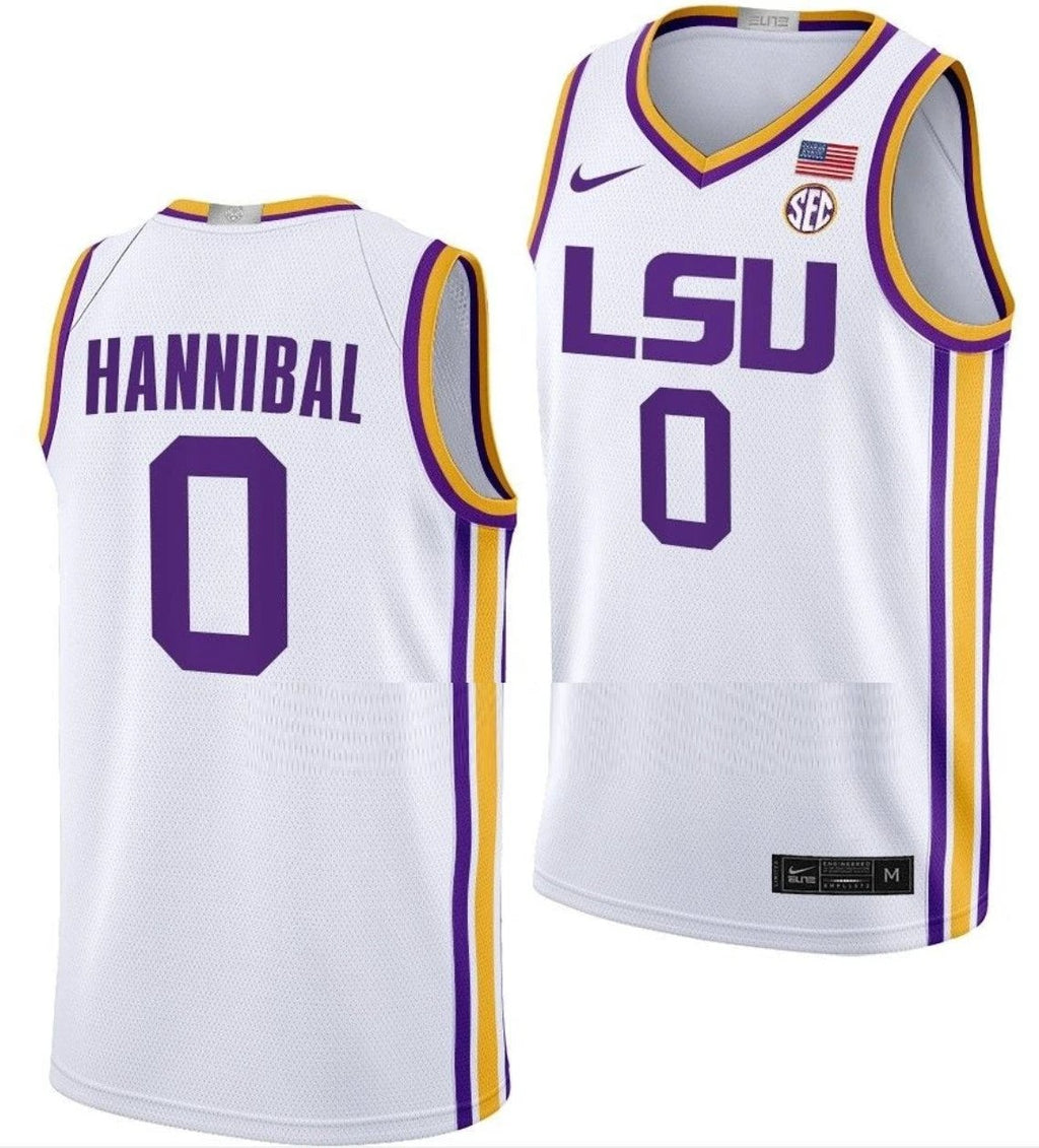 Trae Hannibal Jersey LSU Tigers College Basketball Limited White #0 by My store basketball