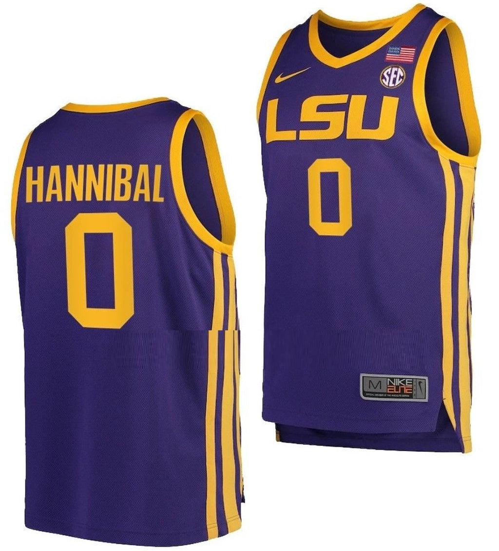 Trae Hannibal Jersey LSU Tigers College Basketball Purple #0 by My store basketball