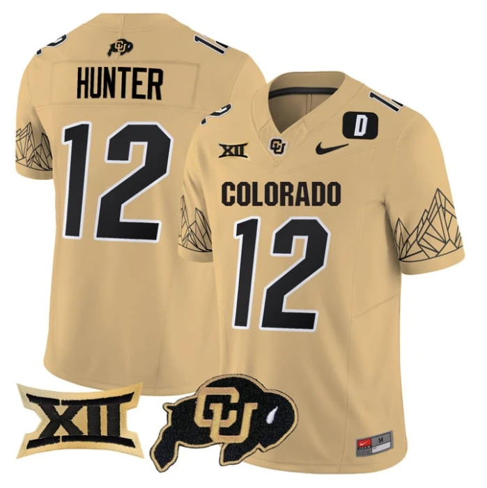 Travis Hunter Jersey #12 Colorado Buffaloes 2025 Limited V2 Stitched Gold by NCAA Football Jersey