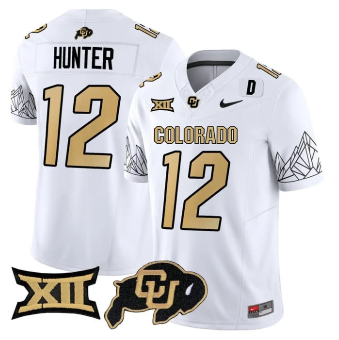 Travis Hunter Jersey #12 Colorado Buffaloes 2025 Limited V2 Stitched White by NCAA Football Jersey