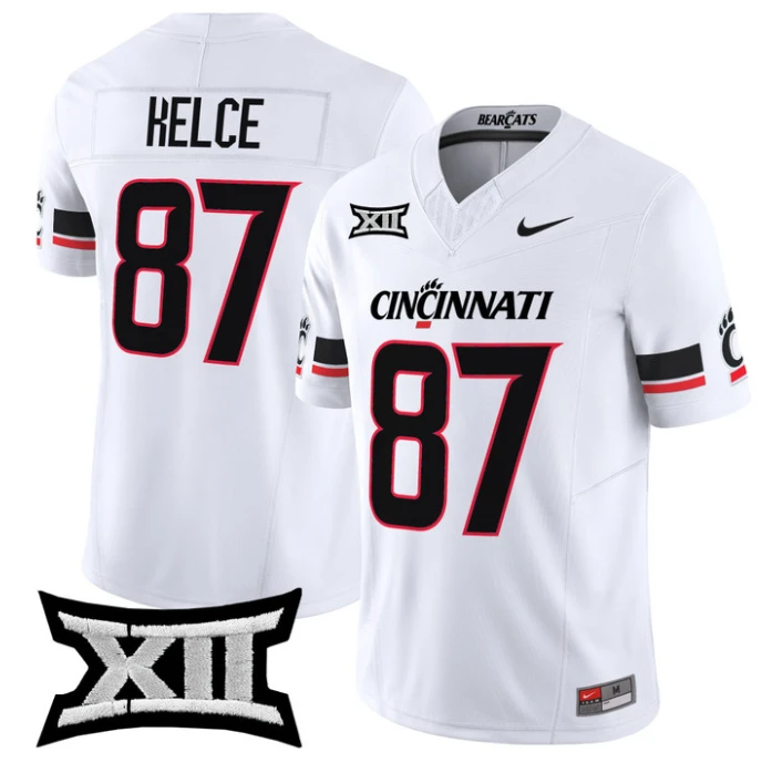 Travis Kelce Jersey #87 Cincinnati Bearcats 2025 Vapor Limited Stitched White by NCAA Football Jersey