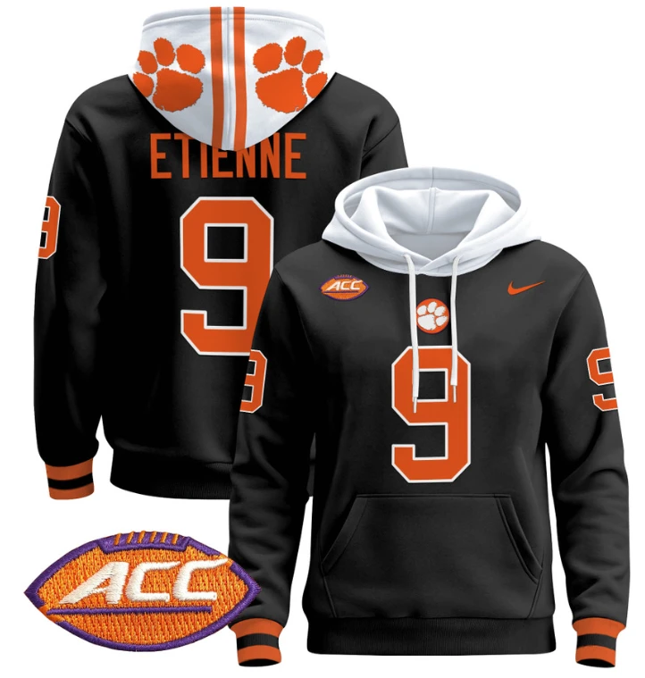 Travis Etienne Hoodie #9 Clemson Tigers Pullover All Stitched by Hoodie Pullover