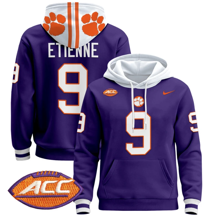 Travis Etienne Hoodie #9 Clemson Tigers Pullover All Stitched by Hoodie Pullover