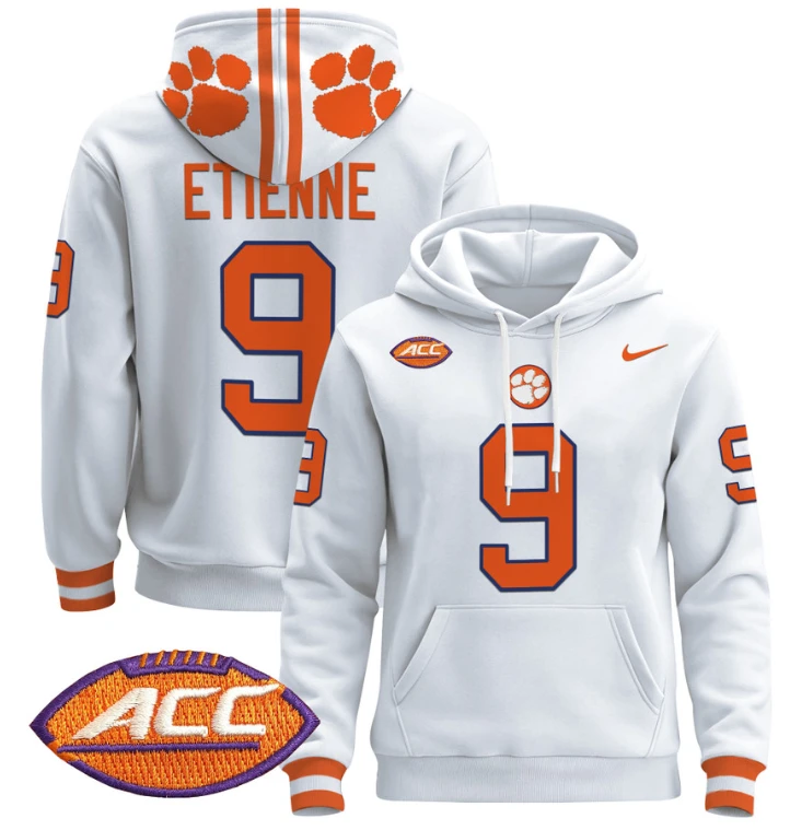 Travis Etienne Hoodie #9 Clemson Tigers Pullover All Stitched by Hoodie Pullover