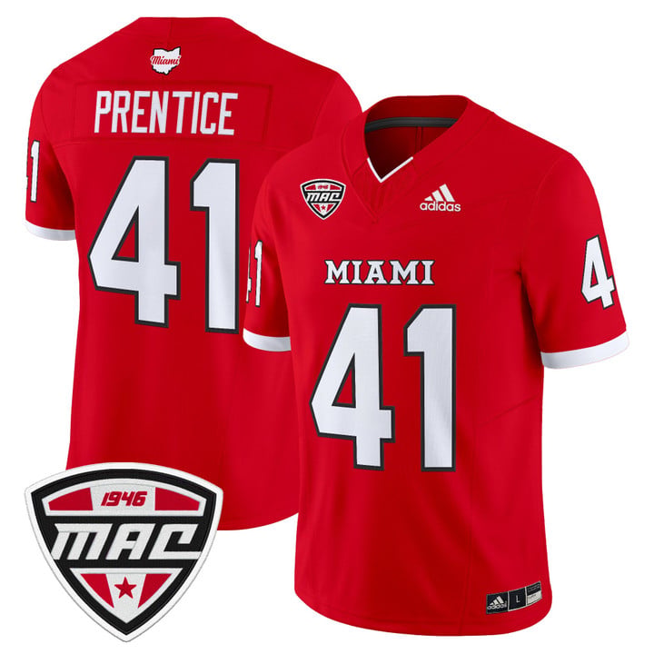Travis Prentice Jersey #41 Miami OH RedHawks 2025 Limited Stitched by My Store NCAA Football Jerseys