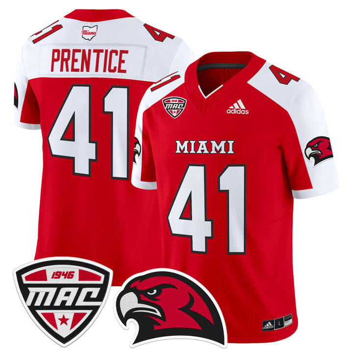 Travis Prentice Jersey #41 Miami OH RedHawks 2025 Limited Stitched by My Store NCAA Football Jerseys