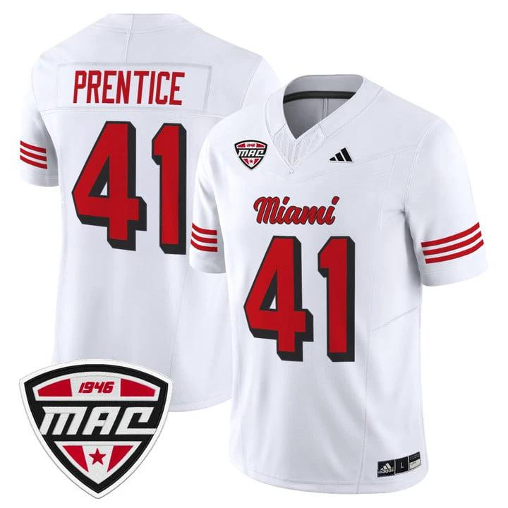 Travis Prentice Jersey #41 Miami OH RedHawks 2025 Limited Stitched by My Store NCAA Football Jerseys
