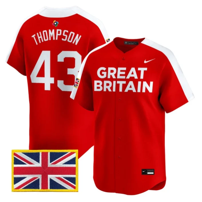 Trayce Thompson Jersey #43 Team Great Britain 2026 World Baseball Stitched by My Store