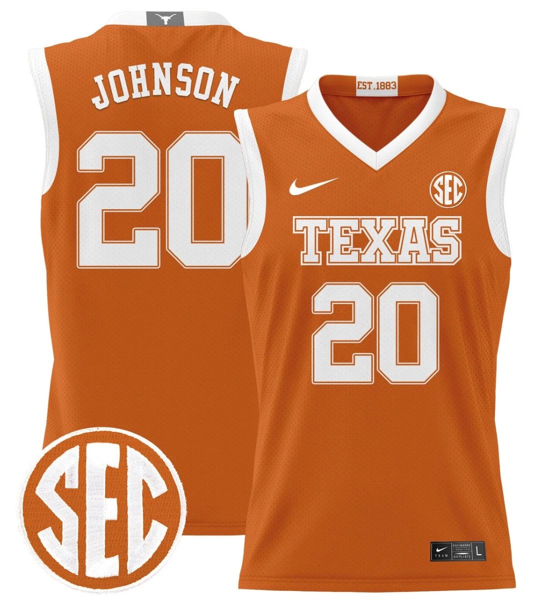 Tre Johnson Jersey #20 Texas Longhorns 2024 Lightweight Basketball Orange by My store basketball
