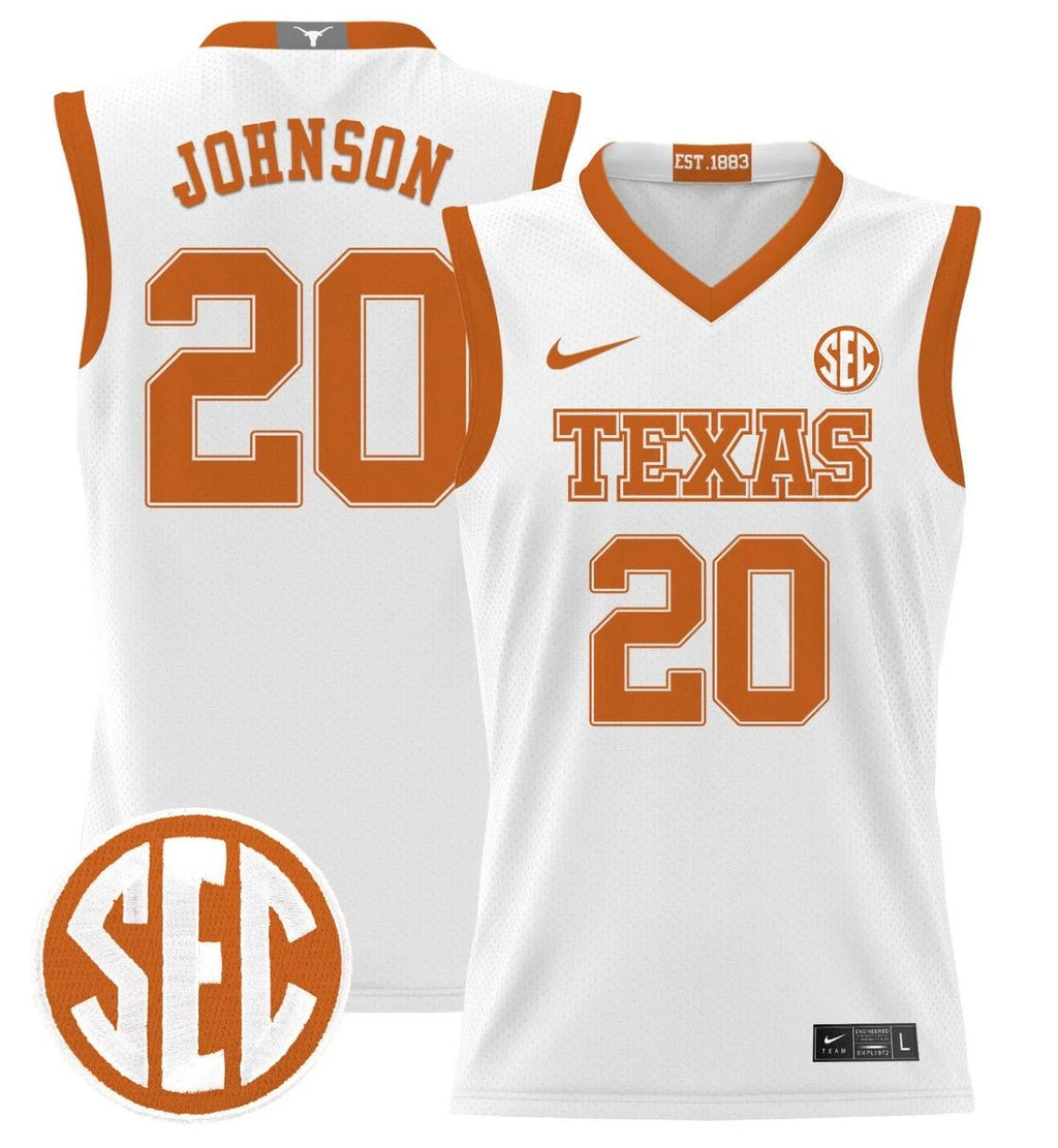 Tre Johnson Jersey #20 Texas Longhorns 2024 Lightweight Basketball White by My store basketball