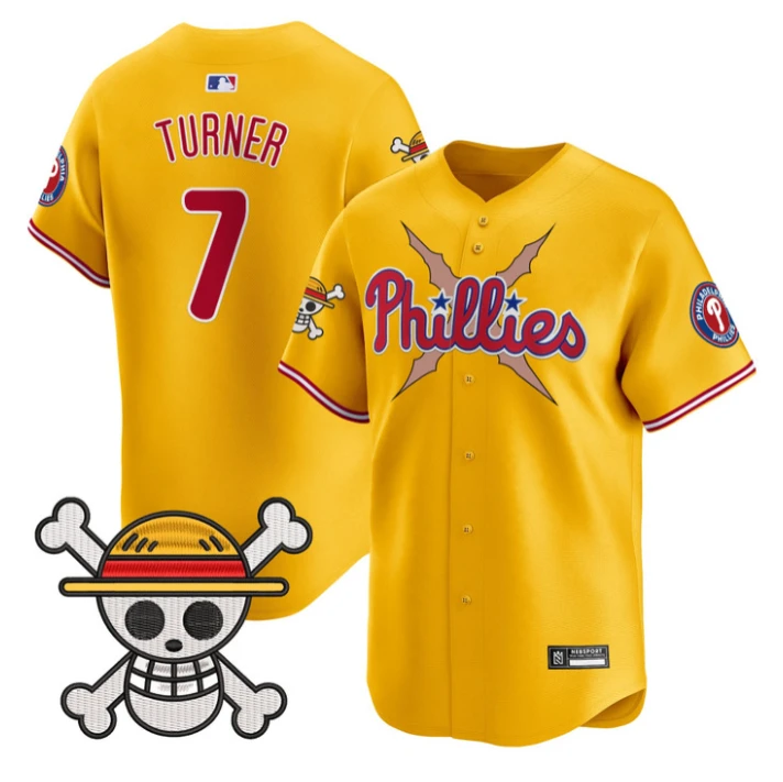 Trea Turner Jersey #7 Philadelphia Phillies One Piece 2025 Stitched Gold by My Store