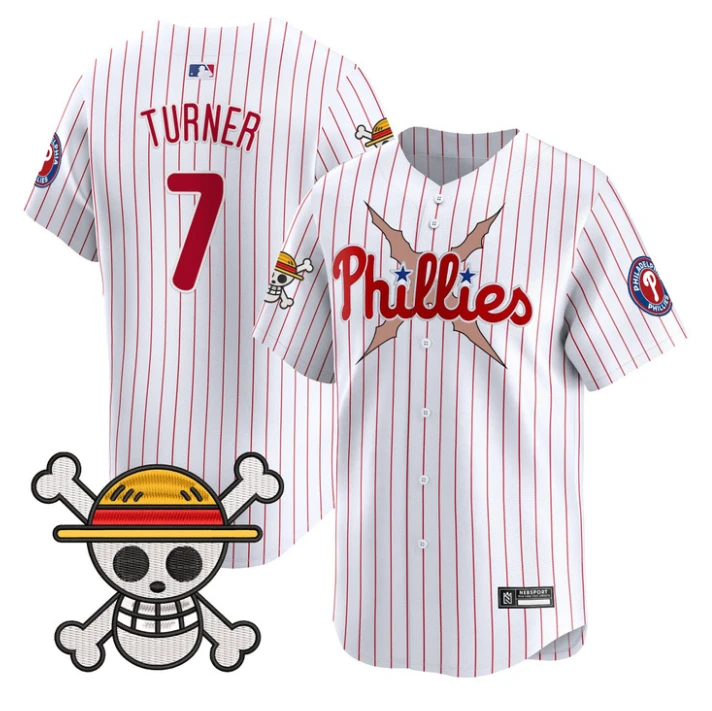 Trea Turner Jersey #7 Philadelphia Phillies One Piece 2025 Stitched Stripes by My Store