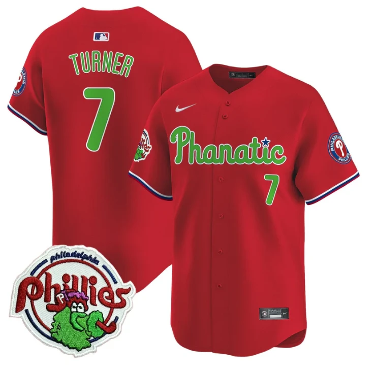 Trea Turner Jersey #7 Phillies Phanatic Patch Vapor Premier Limited Stitched Red by My Store