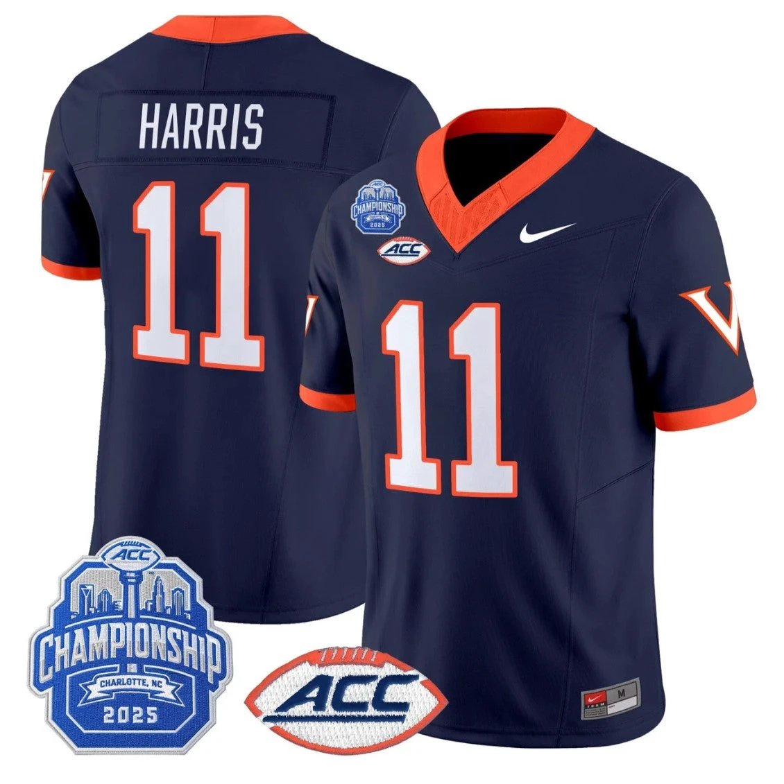 Trell Harris Jersey #11 Virginia 1995 Throwbacks 2025 ACC Championship Navy by NCAA Football Jersey