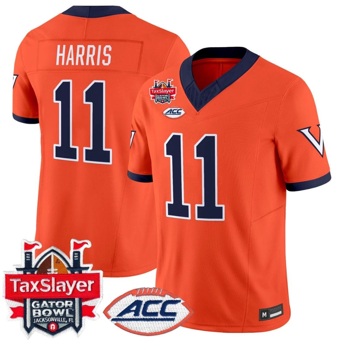 Trell Harris Jersey #11 Virginia Cavaliers 1995 Throwbacks Gator Bowl Orange by NCAA Football Jersey