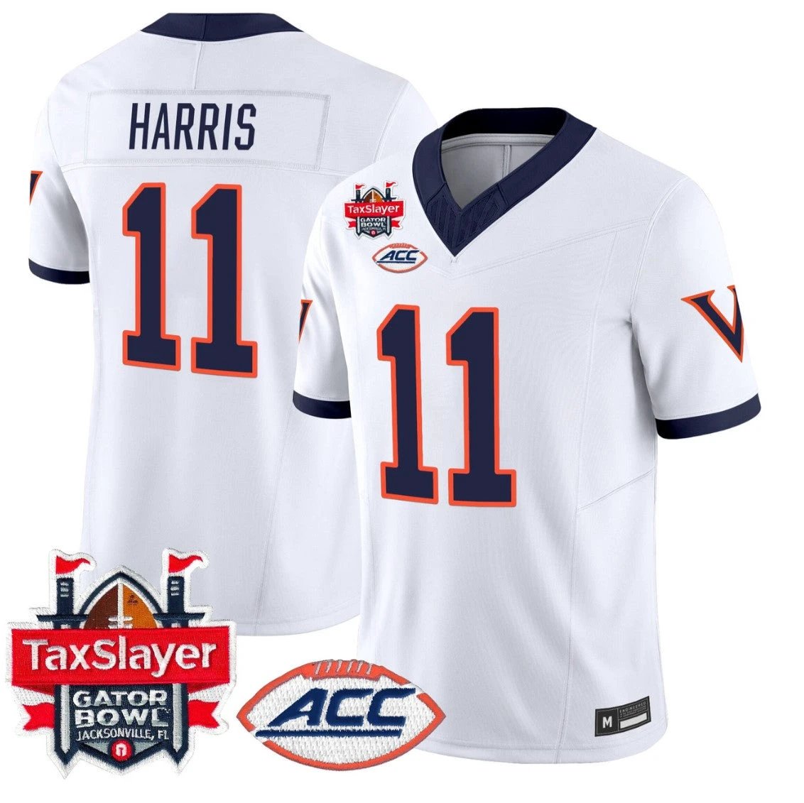 Trell Harris Jersey #11 Virginia Cavaliers 1995 Throwbacks Gator Bowl White by NCAA Football Jersey