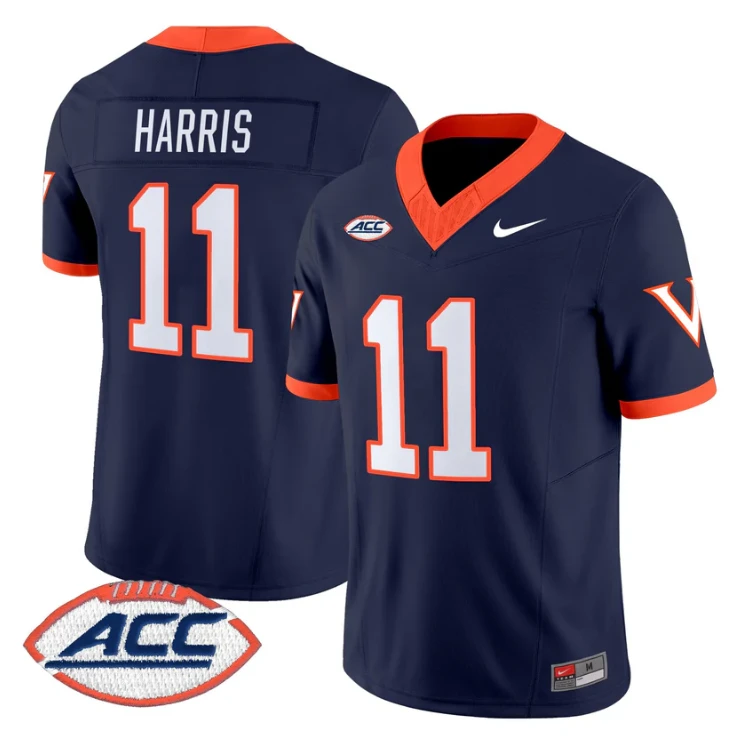 Trell Harris Jersey #11 Virginia Cavaliers 1995 Throwbacks Stitched Navy by NCAA Football Jersey